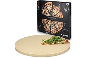 ‎NAVARIS Navaris Pizza Stone XL for Oven Grill Made of Cordierite – Pizza Stone Oven Bread Baking Flambée Gas Grill Charcoal Stove Plate Round Diameter 30.5 cm