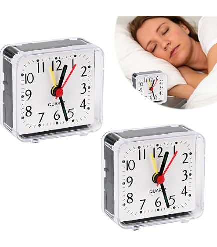 Réveil Analogique Silencieux Sans Tic-Tac - Petit Réveil De Voyage Lumineux Avec Snooze Et Veilleuse