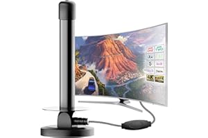 ATOMDREAM TECH Indoor TV Aerial - Freeview Aerial with Signal Booster, Strong Magnetic Base for Easy Setup, 4K/1080P Smart TV Aerial, Universal Compatibility with All TVs