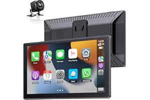 NFOIEIS 9'' Carplay Screen for Car, Wireless Carplay & Android Auto, Portable Car Play Screen with 1080P Backup Camera, Android Auto Screen with Mirror Link, Bluetooth, GPS Navigation, Voice Assistant