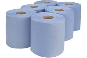 KARAN KING® 6 X Centre Feed Rolls Blue Tissue Paper Roll - Blue Centrefeed Rolls - Kitchen Roll - Kitchen Towel (2 Ply)