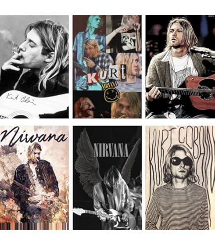 Poster Kurt Cobain Grisaille – Décor Musique Grunge 28x43 Cm, Sans Cadre - 3