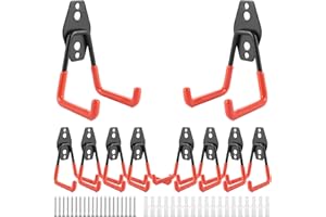 WOPPLXY Lot de 10 Crochet Mural Garage, Crochet Velo Mural avec Revêtement Anti-Dérapant, Crochets Rangement Garage pour Gérer le Rangement des Outils, des Vélos, des Câbles (Orange avec Noir)