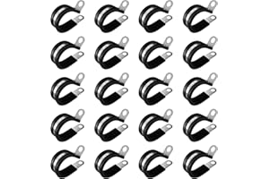 INCNMAD Clip P Rivestite in Gomma 20 pcs Fascette Stringitubo con Inserto di Gomma Morsetto per Cavi, Clip a P in Acciaio Inox, Fascette per Tubi (25 mm)