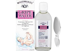 KRISP Gripe Water, 150ml - Natural Relief for Baby Colic, Wind & Gripe, Alcohol-Free, Sugar-Free, with Dill Seed Oil & Sodium Hydrogen Carbonate with Double Sided Medicine Spoon