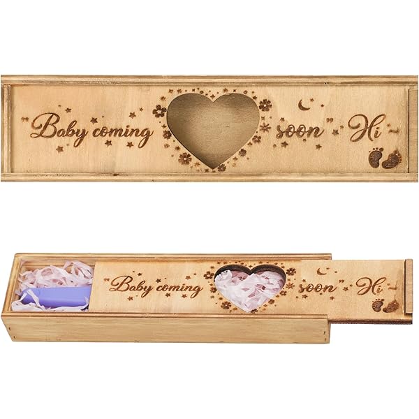 CHGCRAFT Prueba de embarazo Keepsake Box Amor Corazón Madera Embarazo