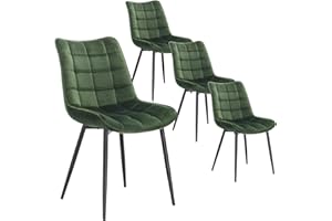 ‎WOLTU WOLTU 4 x Esszimmerstühle 4er Set Esszimmerstuhl Küchenstuhl Polsterstuhl Design Stuhl mit Rückenlehne, mit Sitzfläche aus Samt, Gestell aus Metall, Dunkelgrün, BH142dgn-4