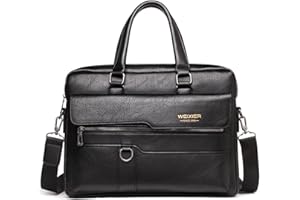 FANDARE Maletín Bolsa Hombre PU Cuero Bolsos Bandolera para Ordenador Portátil 12.9 Pulgadas Bolso de Hombro Shopper Multifuncional Bolsa Tote de Negocios para Trabaja Universidad Viaje Negro