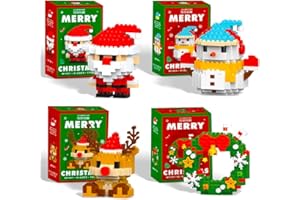 KOUIPOIE Christmas Holiday Building Blocks Set, Advent Calendar 2025,Creative Xmas Toys Bells Boot Tree Santa Reindeer Decorations, Gift Box For Holiday Presents & Festive Home Decor (4 set-2)