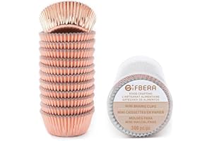 GIFBERA Caissette Muffins Papier 300 Pièces Caissettes Muffins Caissettes Cupcake Moule Cupcake Papier Caissette Mini Cupcake Moule Muffins Or Rose pour Mariage, Dessert, Anniversaire, Fête decoration