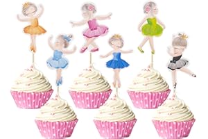 Gyufise 36 topper per cupcake a forma di ballerina, colorati per neonate, per ballerine, cupcake, per ragazze, balli, torte, dessert, muffin, per matrimoni, baby shower, feste di compleanno