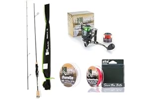 Zite Fishing UL Forellen Combo Angel-Set | Trout Spoon-Rute 190 cm | Ultra-Light Rolle 1000 3+1BB | 155m Angelschnur 3fach ge