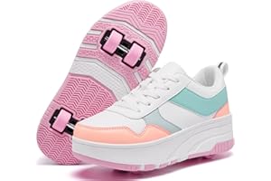 ANEFUN Jungen Mädchen Schuhe mit Rollen Skate, Kinder Rollschuhe Schuhe mit 4 Rollen Abnehmbar, Komfort Outdoor Sportschuhe für Kinder