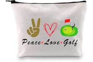 GENERIC PXTIDY Golf Gift Lady Golf Cosmetic Bag Golf Lover Gift Peace Love Golf Makeup Zipper Bag Golf Player Gifts Golfer Canvas Bag Golf Team Gifts for Golf Lover Golf Coach