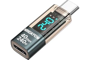 NINGKPOW Adapter USB C 240 W z wyświetlaczem LED, szybkie ładowanie 40 Gb/s, typ C PD, maks. 48 V/5 A, do iPhone 16/15/15 Pro / 15 Pro Max, Galaxy S23/S22, MacBook i wielu innych urządzeń USB-C
