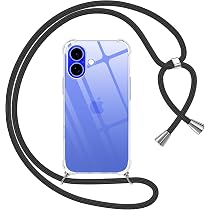 Coque Phone 17 Pro Max Avec Cordon - Housse Silicone Transparente Anti-chute, Réglable (bleu)