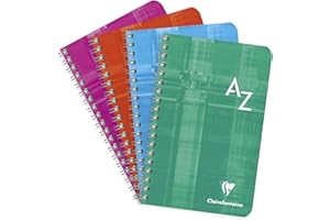 Clairefontaine 68699C Un RUBRICA a Spirale - 11x17 cm - 100 pagine quadretti piccoli - Carta Bianca 90 g - copertina in carta laminata colore casuale