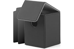 ECOSEAO Caja de Mazo para MTG, Caja de Cartas para 100+ Cartas, Magnetic Flip Deck Box con 2 Divider, Cajas Deck para TCG Yu-Gi-Oh! Cards(Negro-gris)