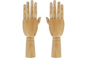 Quickdraw Supplies 12" Wooden Hand Body Artist Model Jointed Articulated Flexible Fingers Wood Sculpture Mannequin Model (Pair of Hands)