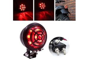 Biqing Round Motorcycle Tail Light Red,12V Motorcycle Taillight Brake Light 2.3 Inch Motorbike Rear Light Stop Lamp with Black Grille for H-arley H-onda Y-amaha S-uzuki B-obber C-hopper