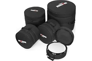 BQKOZFIN 5 Pieces Drum Bag Set for 12" Tom, 13" Tom, 14" Snare Drum, 16" Floor Tom, 22" Bass Drum, 10MM Thick Padding for Your Drumset Protection