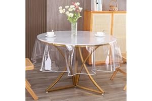 A2ZWORLD Przezroczysty okrągły obrus na stół z PVC, wodoodporny plastikowy obrus ochronny łatwy do czyszczenia (okrągły średnica 140 cm)