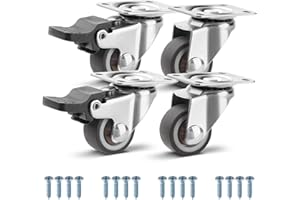 WISD Set de 4 Roulettes Pivotantes Élastomère Thermoplastique Pour Meubles dont 2 avec Frein, 25 mm Jusqu'à 40KG, Sans traces de roulement, Petites roulettes pivotantes pour l'intérieur et l'extérieur