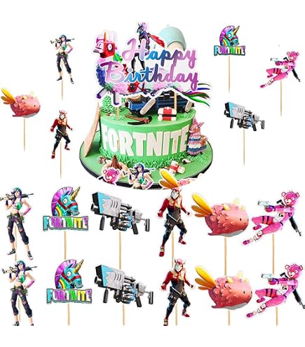 Fortnite Edible Cupcake Toppers –Wafer - Gamer Birthday Party Cake Decorations