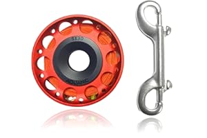 NITESCUBA Moulinet de plongée sous-marine de 30,5 m avec clip à double extrémité en aluminium pour la plongée avec tuba, la pêche, rouge