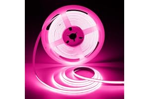 ShineBurky Striscia LED COB 10 Metri Rosa, 24V Strisce LED CRI93+ Larghezza 8mm LED Strip Light Tagliabile Flessibile Per TV Backlight Cucina Camera da Letto Decorazione (Senza Alimentatore)