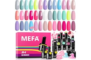 ‎MEFA MEFA UV Nail Polish Pastel Set 23 Pieces, 20+3 Summer Macaroon Gel Nail Polish UV Pink Nude Blue Glossy & Matte Top Base Coat UV LED UV Varnish Gel Polish UV for Manicure Salon