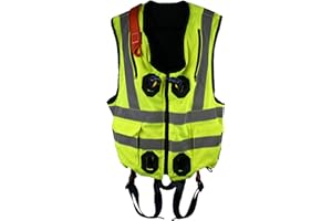 SAFETYLIFTINGEAR G-Force Elasticated Yellow High Visibility Full Body Height Safety Fall Arrest Harness Jacket with Quick Release Buckles (XXL)