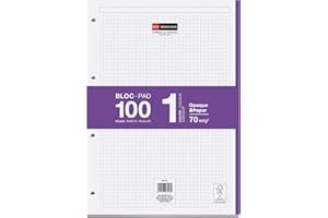 Miquelrius - Bloc de recambio de hojas cuadriculadas A4, Recambio de hojas perforadas para archivador 4 anillas, 100 Hojas A4 con cuadrícula 5x5 mm, Papel que evita que la tinta traspase, Violeta