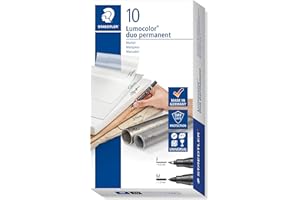 Staedtler Lumocolor 348-9. Rotulador permanente de doble punta. Diez marcadores de doble punta de color negro.