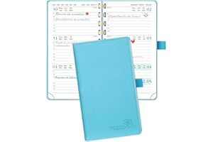 POPRUN Agenda de Bolsillo 2024 Semana Vista Pequeña 16,5 x 9 cm, Planificador Semanal 2024 A6 con Porta Boligrafos Autoadhesivo, Tapa Blanda en Cuero Vegano y Papel Certificado FSC®, Azul Verde