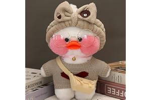 HICAS Peluche con Diseño de Pato Amarillo,Bonito y Suave,Muñeco de Peluche Coreano,con Ácido Hialurónico,Pequeño Pato Amarillo,30 cm (Pato Blanco 02)