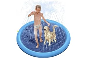 FARONG Splash Pad Sprinkler for Kids,Splash Mat Sprinkler Inflatable Water Toy Kids Water Sprinkler Summer Outdoor Dog Sprinkler Mat Kids Garden Toys (150cm), Blue, TY523