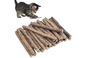 tekenewbse 32 Pezzi Erba Gatta Matatabi Bastoncini, Masticare Cura Pulizia Denti Bastoncini per Gattiper Gatti, Stick Contro Alito Cattivo Dental Care per Gatti In Naturale Legno secca