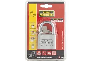 BURG-WÄCHTER Gardinlås aluminiumtitan, aluminium, 6, 5 mm schackel tjocklek, innerverk rostfritt, 770 40 SB, 40 mm