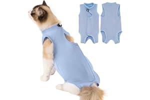 Avont Body De Recuperación para Gatos, Mono Suave para Después De Cirugía, Alternativa Transpirable para Gatas Esterilizadas, Cuidado De Heridas En La Piel, Color Azul, Talla S