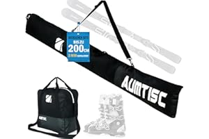 AUMTISC Sac De Ski Et Sac De Bateau CombinéS Et RembourréS pour 1 Paire De Chaussures De Ski Sac De Ski avec Longueur RéGlable Jusqu'à 200 Cm