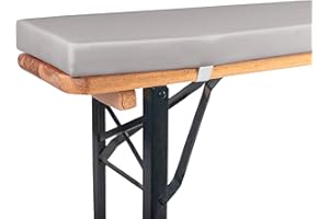 ‎TEXDEKO TexDeko® Bierbankauflage gepolstert 220x25x4cm XL für Bierzeltgarnitur Bankauflage waschbar mit Reißverschluss zum selber aufziehen (Grau wasserabweisend)