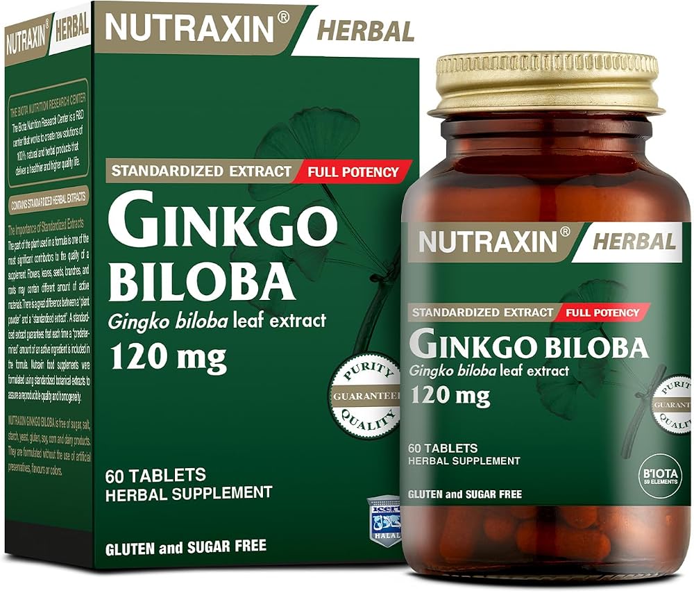 Nutraxin Herbal Ginkgo Biloba+ 120 mg 60 Tablet Takviye Edici Gıda