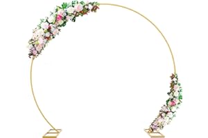 Wokceer Hochzeit Bogen Hintergrund Stand, 2.2 M Gold Runde Hintergrund Stand Kreis Ballon Bogen Rahmen Stand für Hochzeitszeremonie Geburtstagsfeier Baby Braut Dusche Jubiläum Dekoration