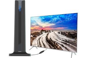 YOUNLEN Antenna TV Interna amplificata potente a 120+ miglia Antenna a Base amplificatore segnale tv,support canali gratuiti 4K 1080p VHF UHF/DVB-T2,cavo coassiale 3M,per Home Smart Televisione/Radio