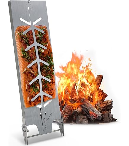 Planches à Saumon En Acier Inoxydable Bärenststahl - 4 Planches + Supports - Pour Barbecue
