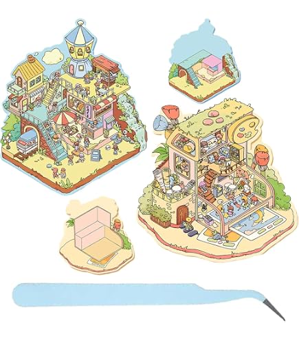 Autocollants 3D Miniatures Maison DIY - 10 Pièces Avec Pinces En Acier, Pour Décoration Téléphone, Ordinateur, Scrapbooking