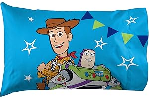 Jay Franco Disney Pixar Toy Story You've Got A Friend in Me 1 Pack Pillowcase - Double-Sided Kids Super Soft Bedding Features Woody and Buzz Lightyear (Official Disney Pixar Product)