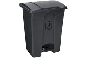 HOEAEA Costello Curvaso HQ PREMIUM GREY PEDAL BIN STEP ON WASTE DISPOSAL COMMERCIAL MEDICAL KITCHEN PLASTIC PROFESSIONAL RECYCLE RECYCLING FOOD CLINICAL MULTI PURPOSE INDOOR OUTDOOR (LARGE 68L GREY)