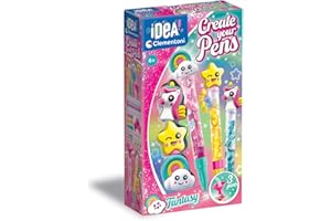 Clementoni Idea - Create Your Pens: Fantasy, Laboratorio delle Penne Personalizzate, Kit Creativo per Bambini 6+ Anni, con 3 Penne Personalizzabili con Inchiostri e Accessori, 18827